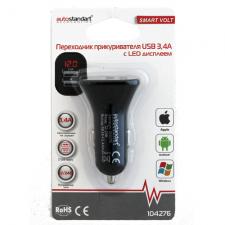 Переходник прикуривателя USB с вольтметром "Smart Volt", 12/24В, 3,4А