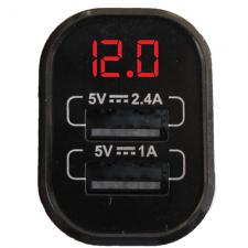 Переходник прикуривателя USB с вольтметром "Smart Volt", 12/24В, 3,4А